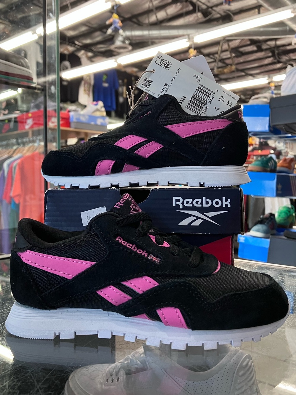Reebok CL Nylon TD Black Pink Size 9.5C